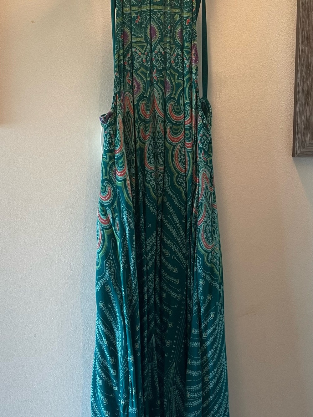 O'Neill Teal Paisley Midi Dress with Coral & Purple Accents